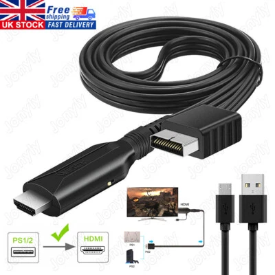For Sony PS1/PS2 to HDMI Adapter Audio Video Converter 1M Link Cable Plug & Play