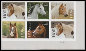 US 5891a-5895a 5895c Horses imperf NDC plate block 2x3 LR MNH 2024 - Picture 1 of 1