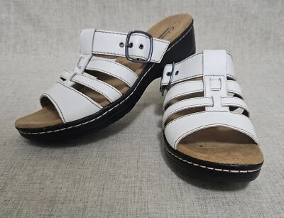 Женские повседневные сандалии без шнуровки Clarks размер 9,5 M Hayla Cavern белая кожа - Изображение 1 из 4