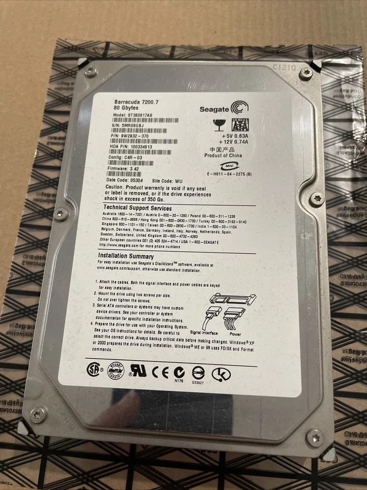 Seagate Barracuda  80GB SATA 3.5in Hard Drive ST380817AS | Tested & Working - Image 1 of 1