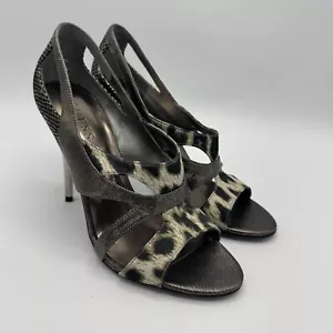 GUESS Open Toe Heels Size 8M Snake Animal Print Leather - Picture 1 of 7