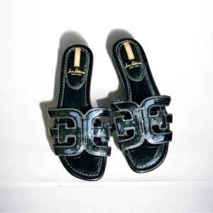 🌻NUOVI sandali Sam Edelman neri in pelle verniciata con taglio a baia misura 7,5 - Foto 1 di 9