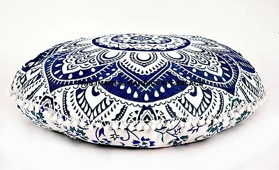 Ombre Mandala Almohada de Piso India Hecha a Mano Redonda Funda de Cojín Otomana Falsa 32" Foto 1 de 3