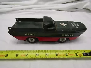 VINTAGE MILITARY TIY Tin Sankei Friction Army Amphibious FORCE ARMY TRUCK DUCK - Picture 1 of 7