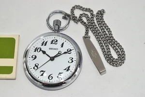 Seiko 7C11-0010 White Dial Quartz Pocket Watch Strap Japan Made - Picture 1 of 11