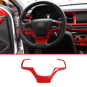 Red Carbon Fiber Steering Wheel Strip Cover Trim For Hyundai Accent 2018-2022 - Picture 1 of 7