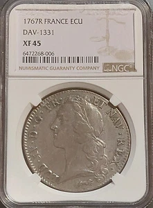 1767 R FRANCE Antique Silver Ecu DAV-1331 Louis XV NGC XF45 Full Grade Coin - Picture 1 of 4