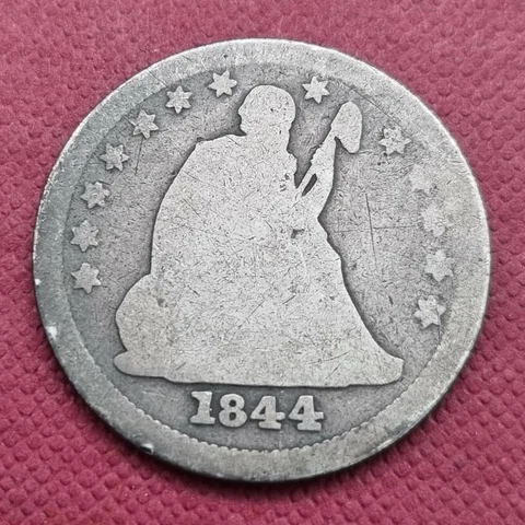 1844 O Seated Liberty Quarter 25c Circulated #45877 Cover