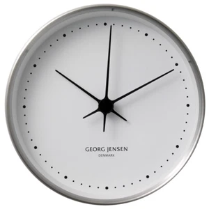 NEW Georg Jensen Henning Koppel Clock White with Steel Border 10cm - Picture 1 of 1