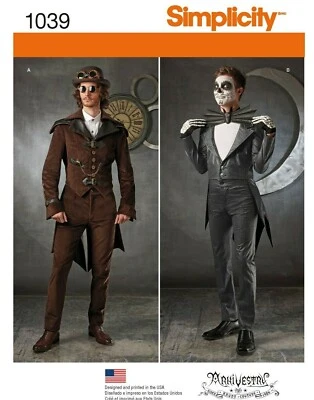 SIMPLICITY 1039 MEN'S COSPLAY COSTUMES Sewing Pattern - Steampunk & Skeleton - Image 1 of 4