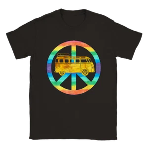Peace and a HIppie Bus - Unisex Crewneck T-Shirt - Bild 1 von 9