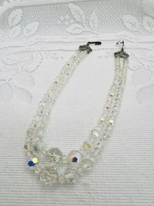 Collar de vidrio vintage AB cuentas ovaladas en capas graduado multi hilo - Imagen 1 de 8