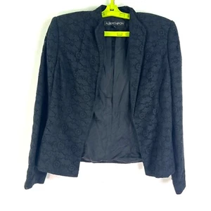 Albert Nipon Black Overlay Lace Blazer Womens Size 6 - Picture 1 of 10