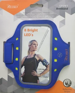 Reiko Running Sports Armband With Flashing Lights 5.5X3X 0.5 Ins Device In Blue - Picture 1 of 12