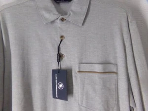 HART SCHAFFNER MARX Polo Shirt Medium gray long sleeve Cotton woven fabric NWT - Picture 1 of 3