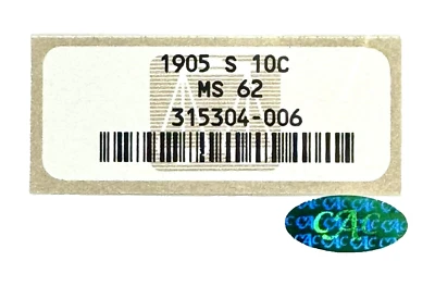 1905-s 10c Barber Dime NGC MS-62+CAC - Image 1 of 4