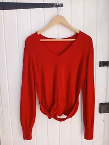 VALENTINO ROMA WOMENS 100% LAMBSWOOL RED V-NECK JUMPER - MADE IN ITALY - UK S - Picture 1 of 18