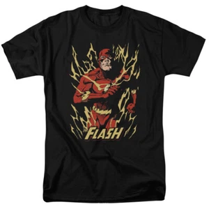 The Flash Flare T Shirt Licensed Comic Book Tee Black - Picture 1 of 2