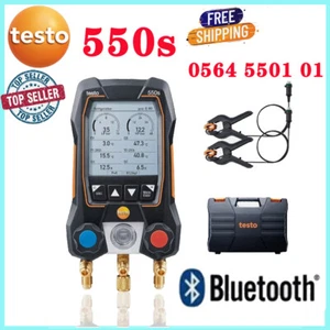 Testo 550s AC Manifold Gauge Set 2 Wired Temperature Clamp Probes Bluetooth - Picture 1 of 11