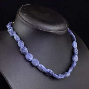 162 Cts Natural Blue Iolite Oval Shape Beads Womens Necklace Jewelry JK 30E365 - Picture 1 of 3
