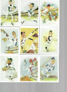 BASEBALL GREATS CARICATURES SET 10 HALL OF FAMERS-JOE D,MANTLE,WILLIAMS,MAYS - Imagen 1 de 2