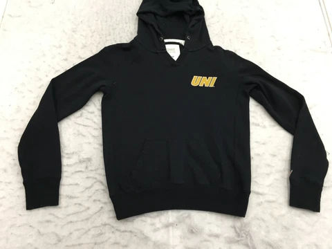 UNI University Northern Iowa Hoodie Mens M Medium Black Graphic Spell Out Logo Cover