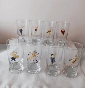 Pottery barn Reindeer FOOTED Tumbler glasses glass cup REPLACEMENTS Christmas - Picture 1 of 8