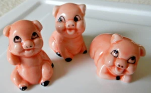 3er SET - MINIATUR SCHWEIN / FERKEL FIGUREN - ECHT BONE CHINA - TAIWAN - Bild 1 von 18