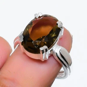 Smokey Topaz Gemstone 925 Sterling Silver Handmade Ring Jewelry in All Size - Picture 1 of 1