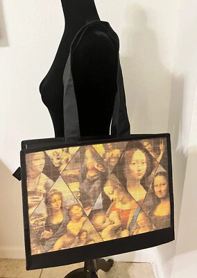 Bolso de Mano, Obras Maestras Renacentistas Textura Paja Bambú, con Lados de Lona Foto 1 de 4