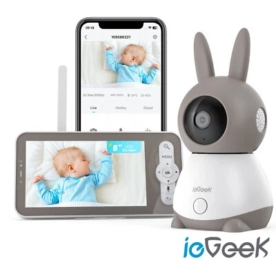 2K/3MP ieGeek 5 Zoll Babyphone mit Kamera PTZ 355°/60° Geräuscherkennung, H.264