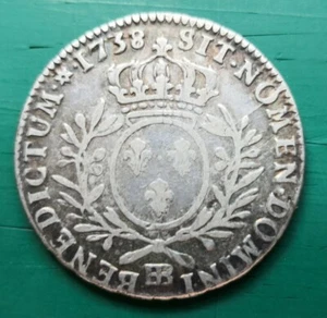 1758 BB Louis XV France Half Ecu 14.4gms,  branches. km 41.4 silver coin #088 - Picture 1 of 2