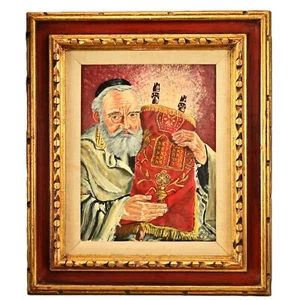 MORRIS KATZ Original Vintage Signed Judaica Rabbi Torah Portrait Oil Painting - Picture 1 of 20