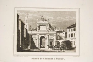 Porte St GEORGE à NANCY, Meurthe et Moselle, gravure ancienne vers 1840 - Picture 1 of 1
