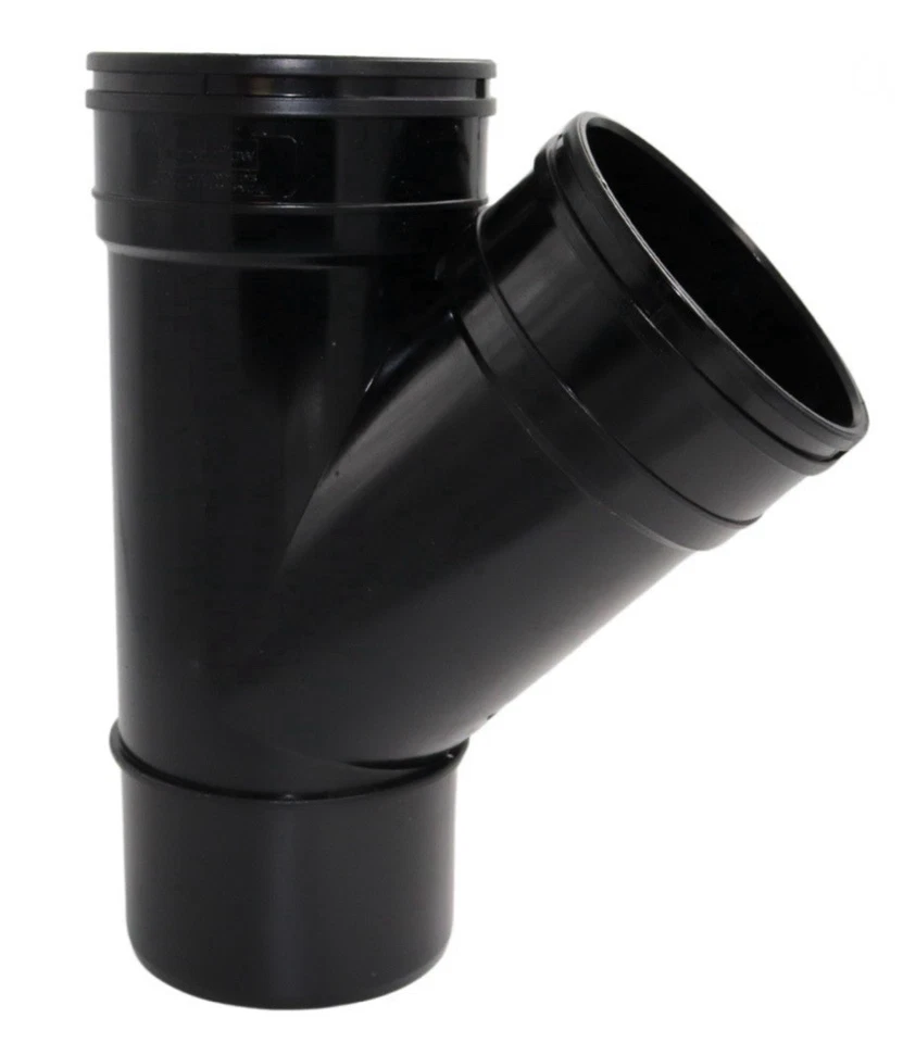 Aquaflow 110mm Double Socket 45 Degr Solvent Branch Black-Free Next Day Delivery - Image 1 of 1