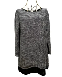 Tunica girocollo Talbots Heathered nera bianca in maglia di cotone oversize Lg. Capsula - Foto 1 di 14