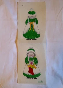 Christmas 2-sided Green Mrs. Claus with /stocking needlepoint canvas VTG by dede - Picture 1 of 5