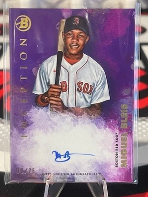 2021 BOWMAN INCEPTION MIGUEL BLEIS PROSPECT RC AUTO 32/75 RED SOX ROOKIE - Image 1 of 2