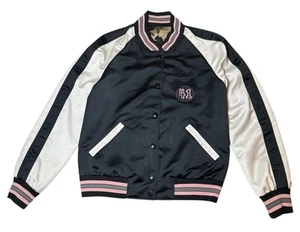 COACH Women’s Bomber REVERSIBLE Varsity Jacket Floral Print Colorblock Satin S - Picture 1 of 12