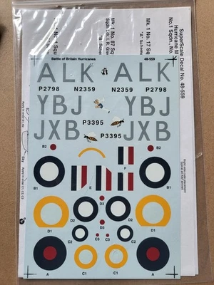 CALCOMANÍAS SUPER ESCALA 1/48 BATALLA DE BRITAIN HURACANES 48-559 Foto 1 de 3