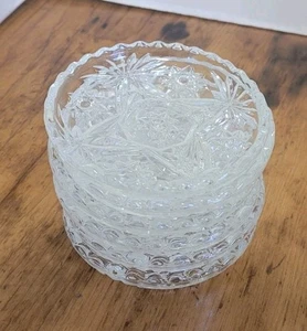 6 Vintage Star Of David Clear Glass Coasters Anchor Hocking Prescut 3 3/4" MCM - Picture 1 of 6