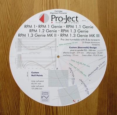 Pro-Ject RPM 1, 1.2 & 1.3 Genie Series Tonarm Cartridge Alignment Winkelmesser - Bild 1 von 4