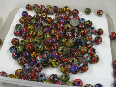 2 Pounds Assorted India Handmade Marble Splash Glass Beads Wholesale (MNP-1) ⭐ - Image 1 of 4
