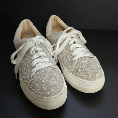 Betsey Johnson Women's Size 7.5 Ivory Pearl Fashion Sneakers Retail $109. Sidny - Image 1 of 4