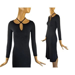 70s long sleeve keyhole knit sexy cocktail dress by The Knit Group by E. Eysen - Picture 1 of 8