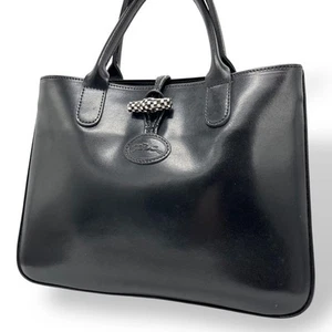 LONGCHAMP Handbag Black Leather Women's - Picture 1 of 9