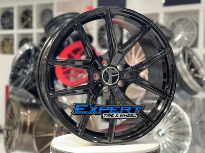 18x8.5 MERCEDES BENZ GLOSS BLACK WHEELS RIMS C250 C C350 E E300 E350 E63 - Image 1 of 3
