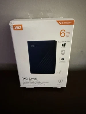 WD Drive Portable 6 TB HDD External Hard Drive Windows + Mac + Chromebook *NEW* - Image 1 of 4