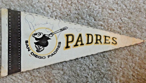 1970's San Diego PADRES Pennant - RANDY JONES Autograph Cover