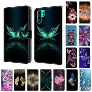 Case For Huawei P20 P30 Pro Lite Patterned Flip Wallet Stand Phone Cover - Picture 1 of 31